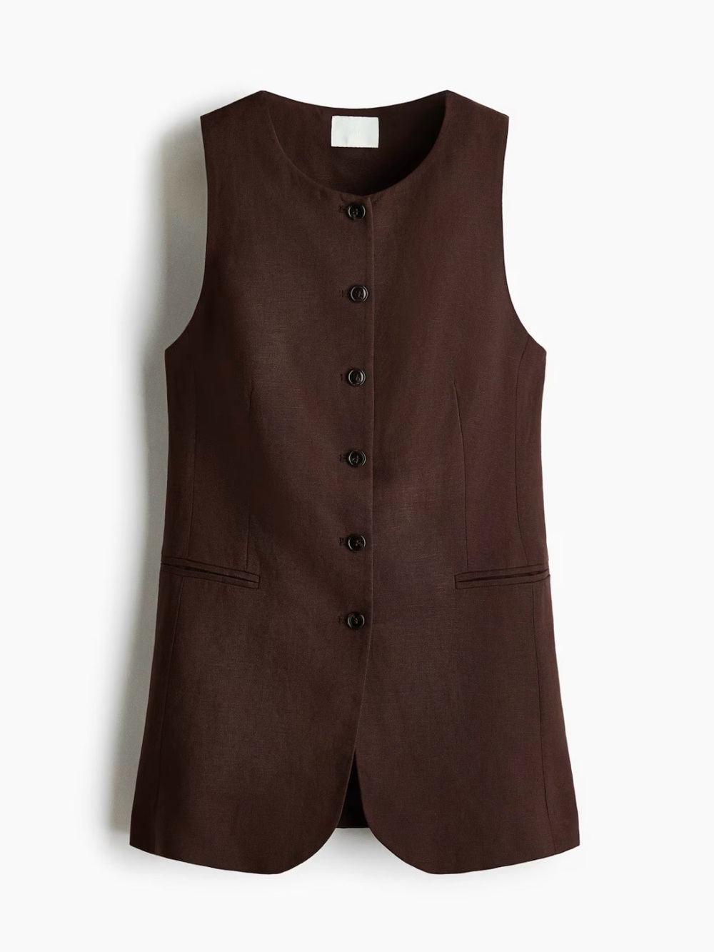 HM Sleeveless Button-Front Brown Vest